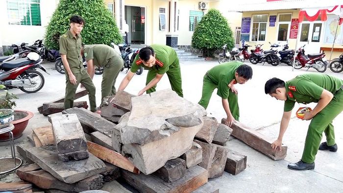 Phát hiện 30 khúc gỗ hương nghi nhập lậu